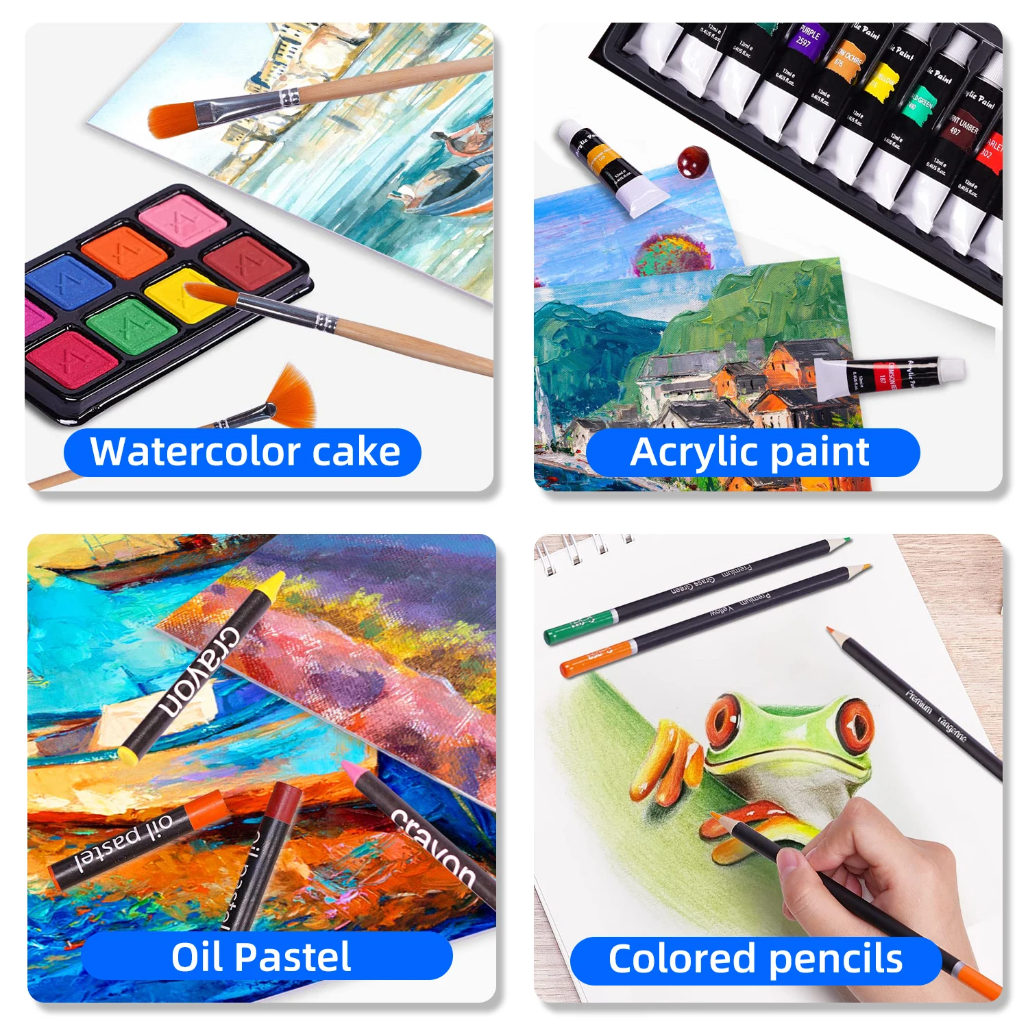145PCS Drawing Supplies Kid Painting Art Kit Box Stationery Bilayer Artist Set colored pencils art tools Art Sets for Children