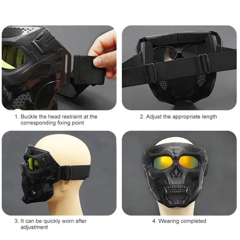 Motorcycle Hiking Full Face Protective Skull Shape Mask Windproof Cycling Goggles