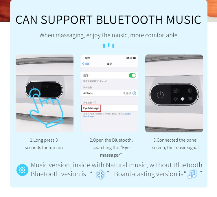 Foldable 9D Three Layer Air Bag Press Portable Smart Euipement Device Relax Vibration Eye Care Massager With Heat Music