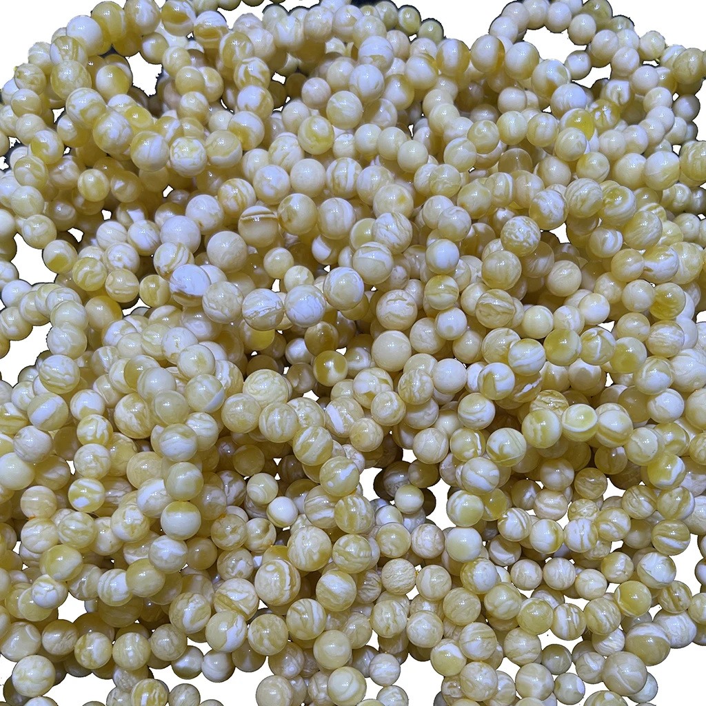 Natural amber jewelry Russian amber stone white tiger skin pattern high-quality round bead bracelet 10-14mm Muslim prayer beads