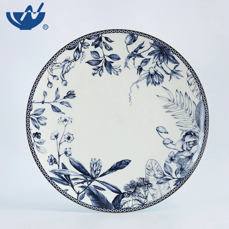 Wholesale Ceramic Antique Plates Floral Painting DesignFine Bone China Round Large Ceramic Charger Plate
