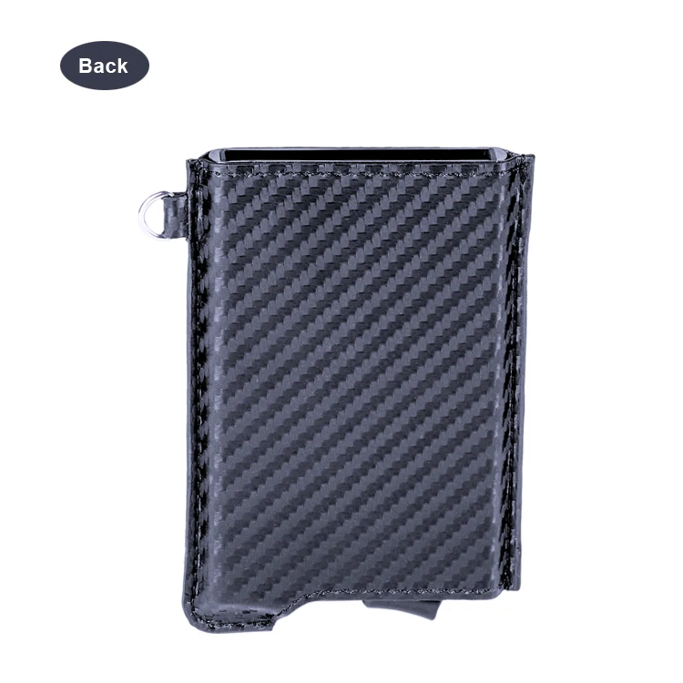 Microfiber RFID Blocking Carbon Fiber Automatic  Aluminium  pop up  Credit Card Holder