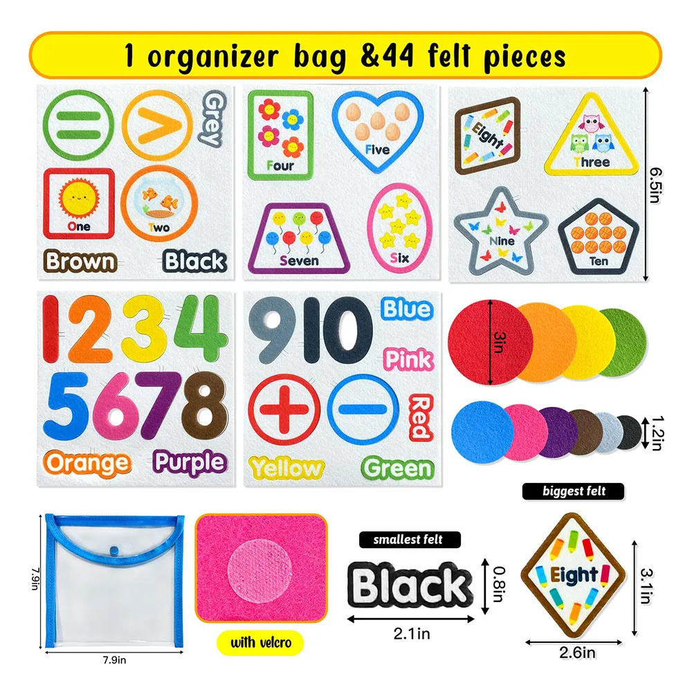 Kindergarten Preschool Toddlers Math Addition and Subtraction Colors Learning Felt Learning Numbers for Felt Flannel Board