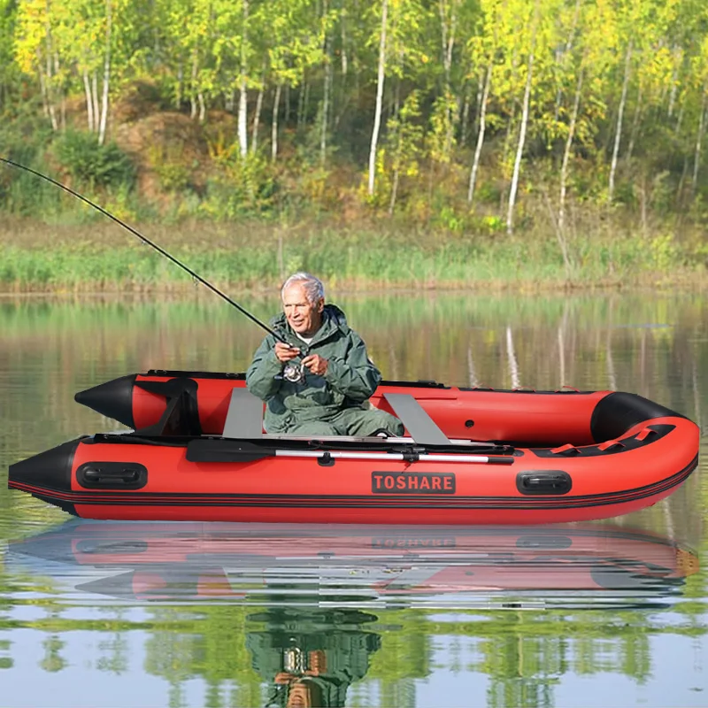 Toshare 2024 New PVC Drop Stitch 4m Inflatable Fishing Boat 3 4 5 Person Aluminium Alloy Floor Boats Inflatable