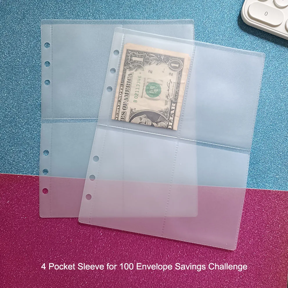 Custom Personalized Frosted Clear Loose Leaf Thick PVC Mini 4 Compartments Plastic Envelopes A5 Money Saving Challenge Pocket