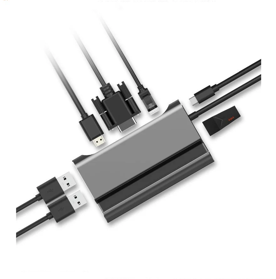 
Usb c to HD MI VGA Ethernet aluminum standing hub for Macbook pro notebook and smartphone 