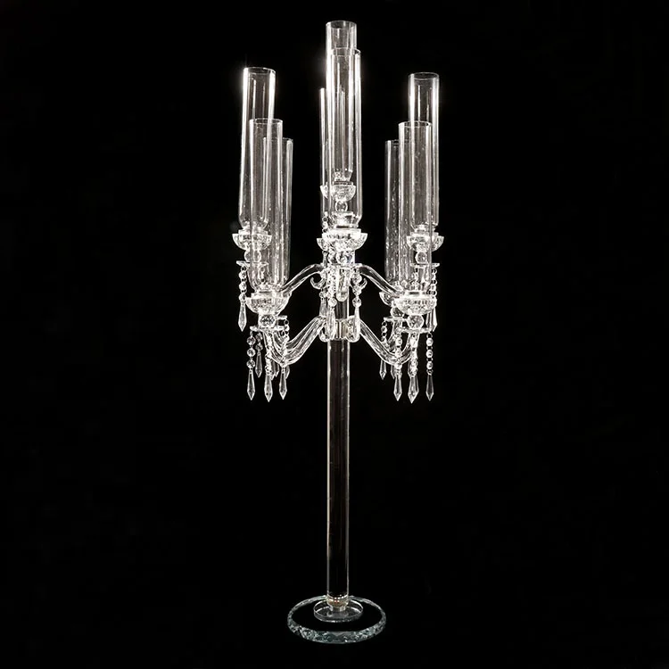 Mh-zt299  9 Arms Tall Candlestick Wedding Table Crystal Candelabra Wedding Centerpieces