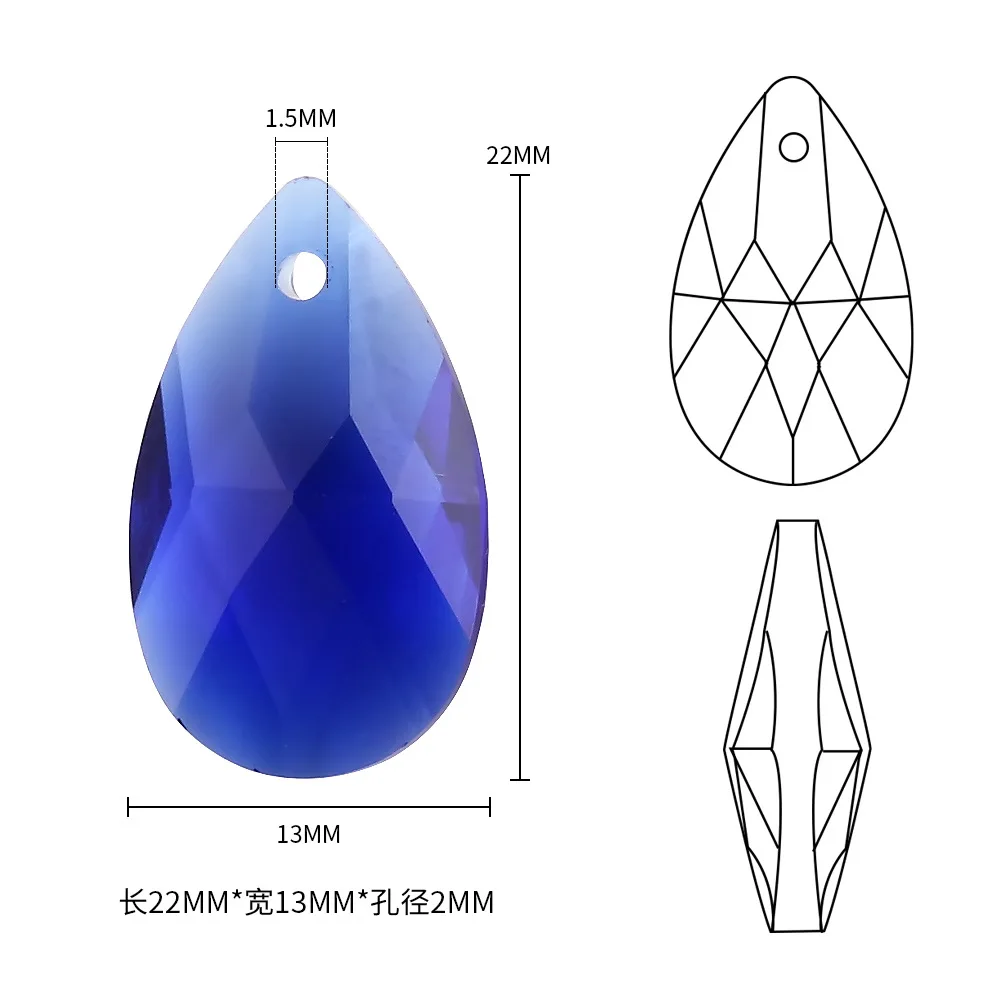 Crystal Chandelier Pendant 13X22mm Faceted Waterdrop Glass Beads For DIY Making Fashion Earring Necklaces Jewelry Accessories