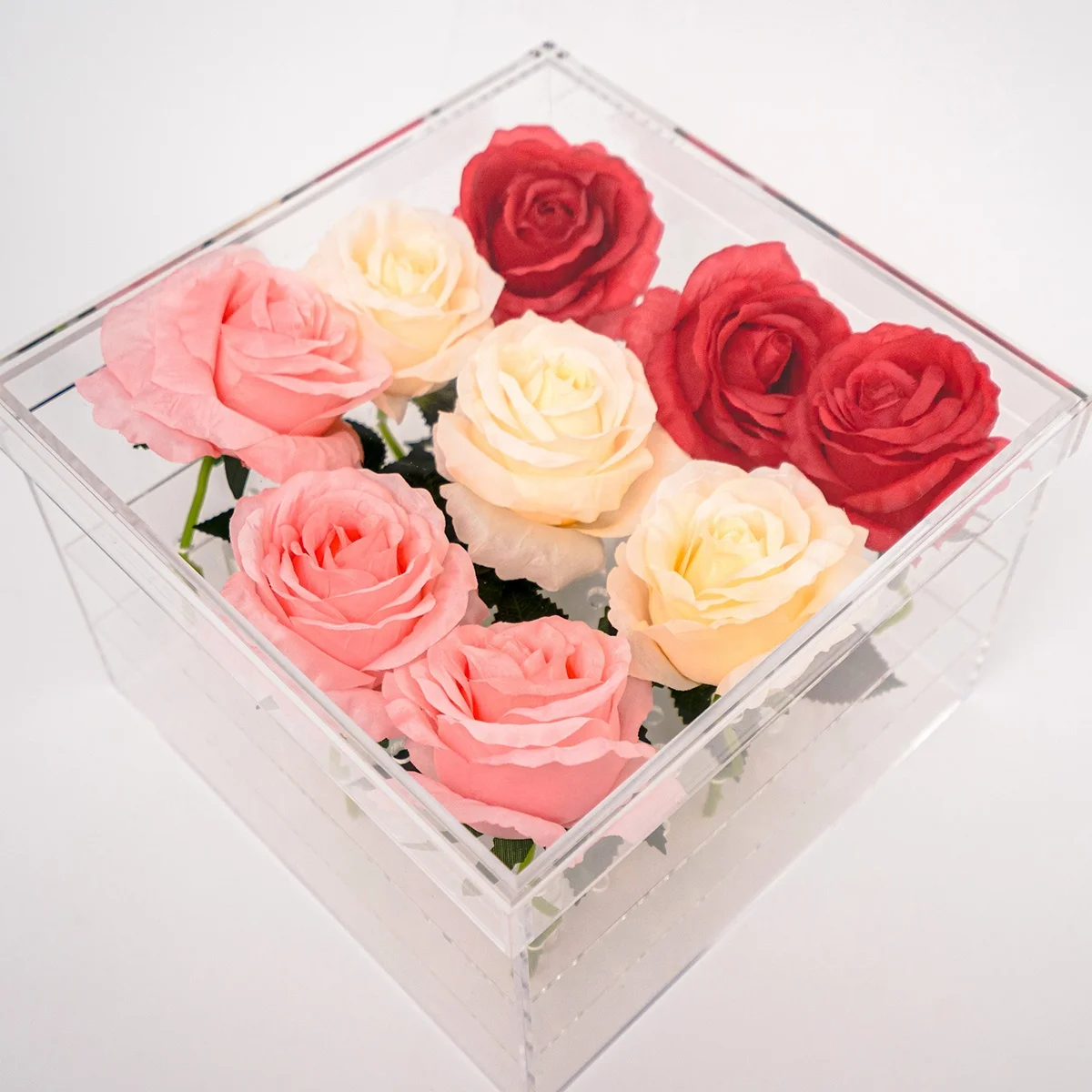 Jewelry Wedding Centerpieces Stand Artificial Flowers Clear Gift Rack Plastic Acrylic Flower Box Display Racks For Flowers