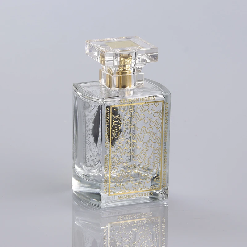 100ml dubai popular glass spray golden perfume bottle