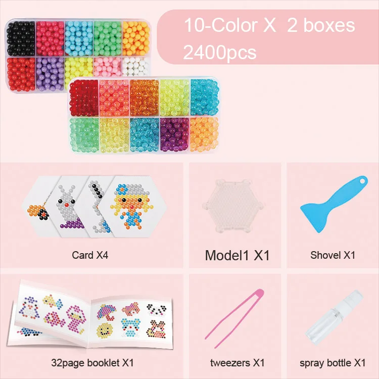 Children water mist magic beads 2400pcs diy magic beads set water mist magic beads girls educational toys