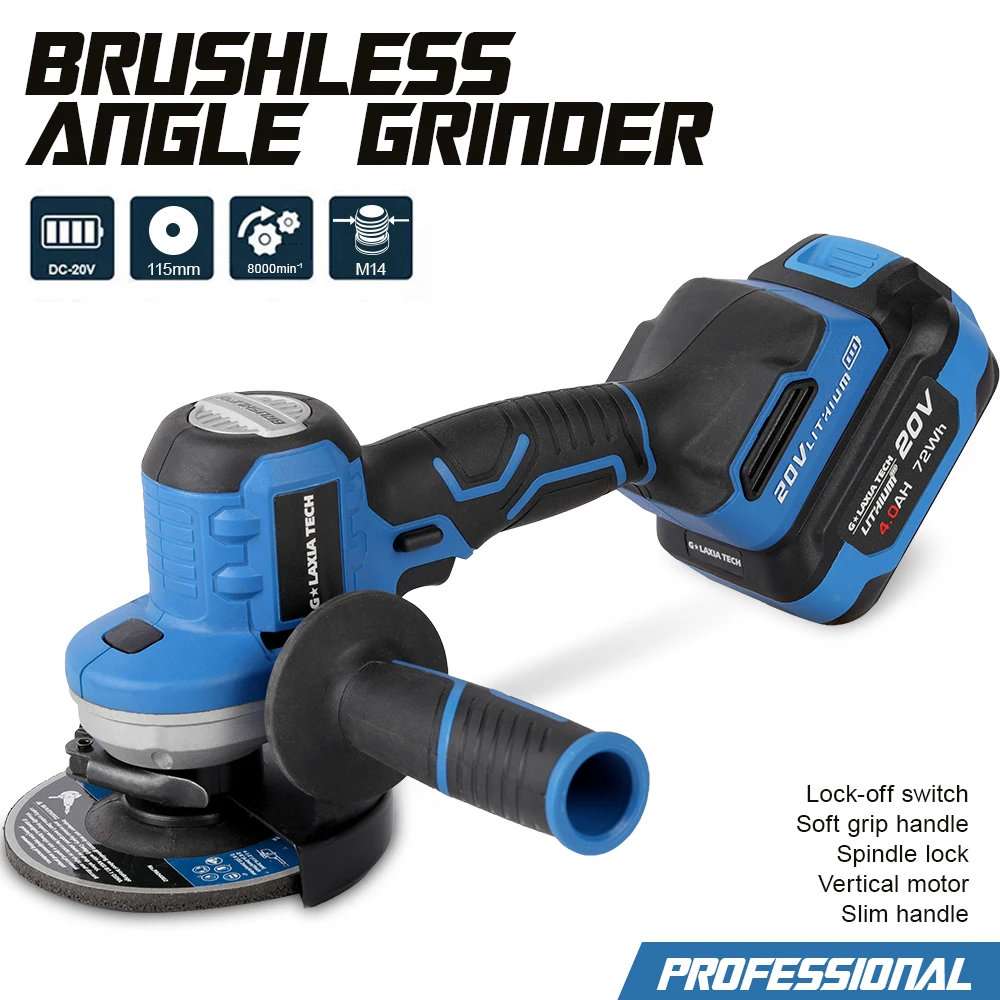 Brushless Cordless Angle Grinder Grinding Machine Cutting Electric Grinder 20V
