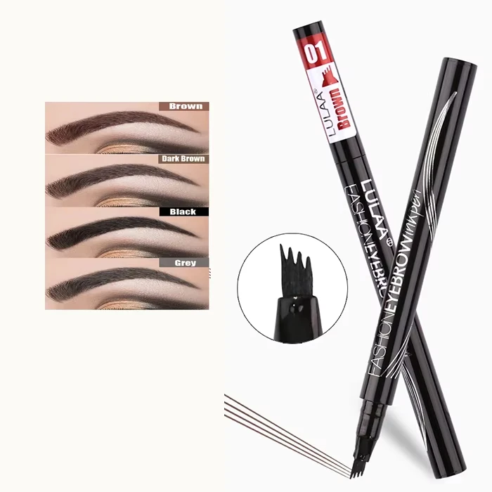 New Lasting Sketch 4 Fork Pointed Liquid Eyebrow Eyebrow Tattoo Pencil Pen Waterproof Eyebrow Booster