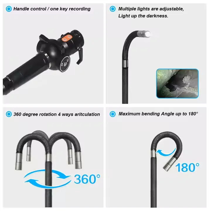 Handheld Multifunction Sewer Drain Pipe Video Inspection borescope Camera with wide-angle front-viewing