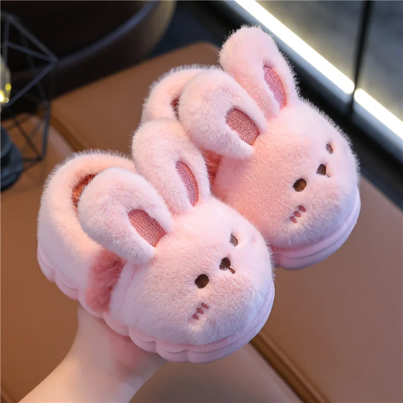 2023 Animal Cute Winter Thickness Warmth Anti Cold Kids Indoor Cover Heel Cotton Kids Fur Slipper