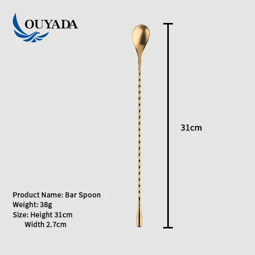 
Factory Direct stainless steel cocktail gold mixing spoon 