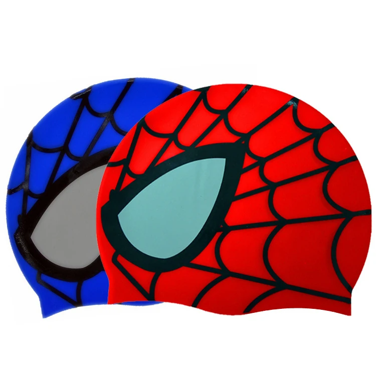 special lovely spider man printing silicone swimming cap for children customized on sale