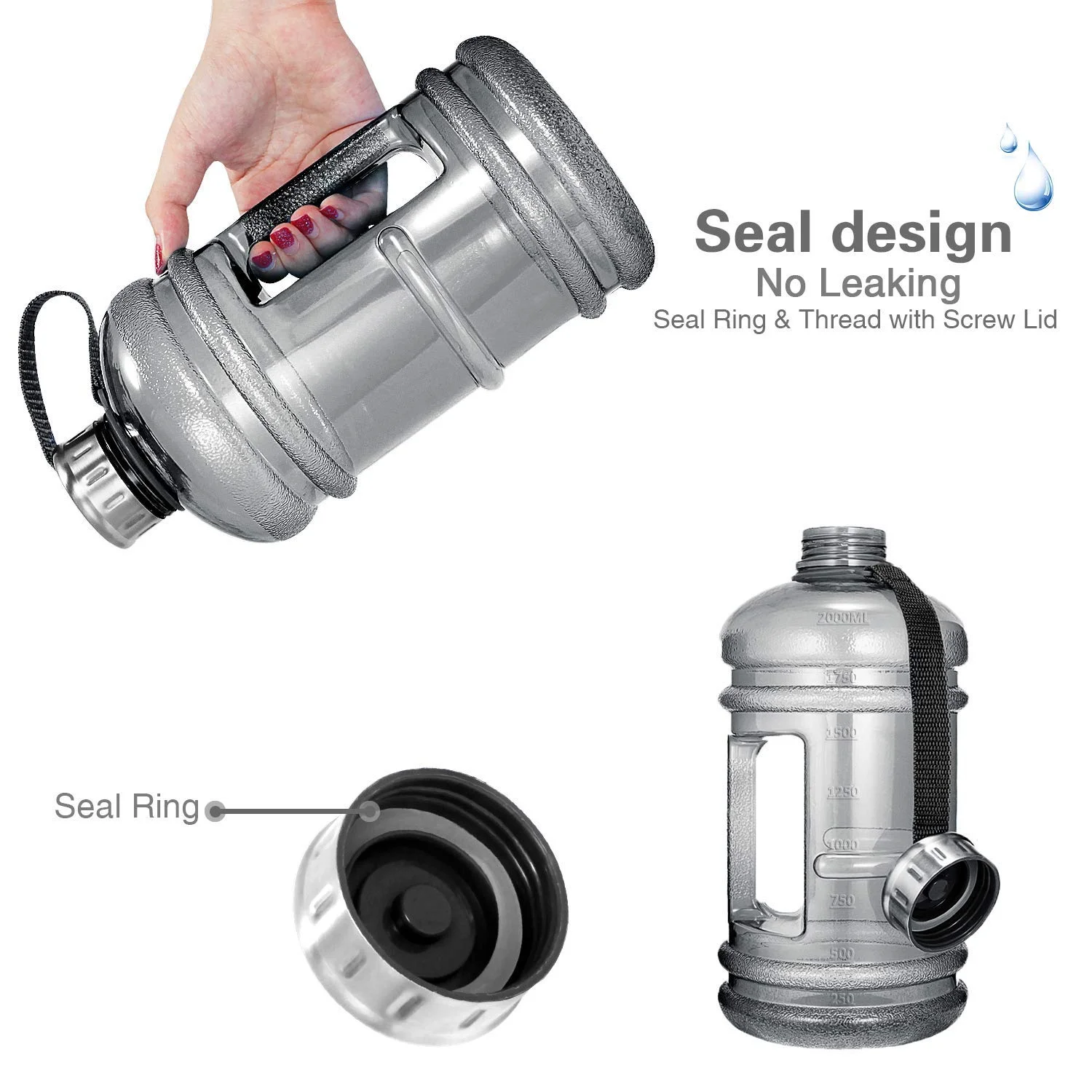  Multiple Sizes Leakproof Flip Top Motivational Water Bottle Fitness Gym Jug Wide Mouth Gallon