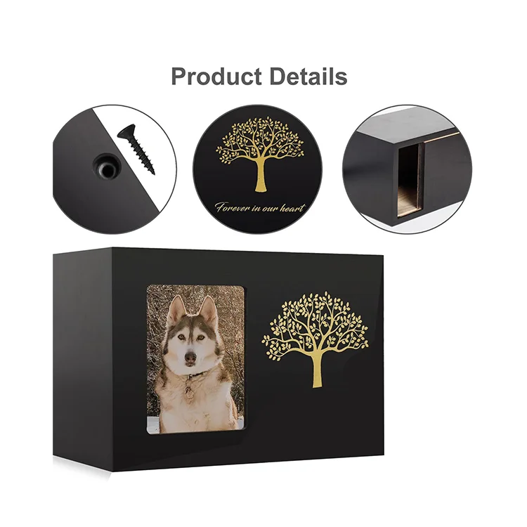 Youki  Pet funeral burial memorial picture frame pet urn wooden for dogs cats ashes