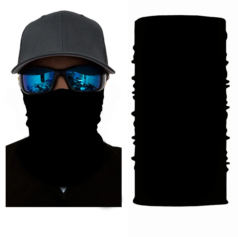 
3D cooling seamless neck gaiter black solid color bandana 
