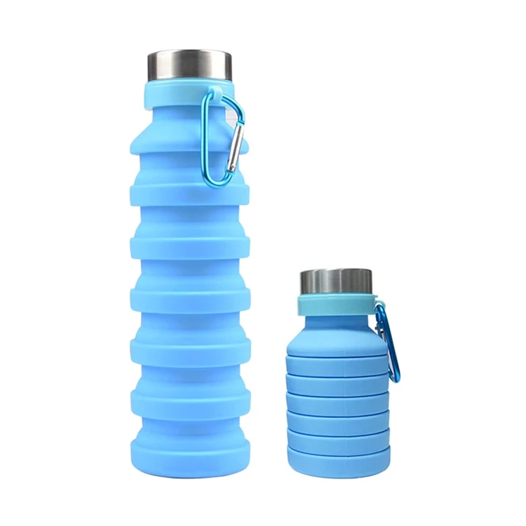 Wholesale Private Label BPA Free flexible drink folding travel bottle foldable reusabler silicone collapsible water bottle