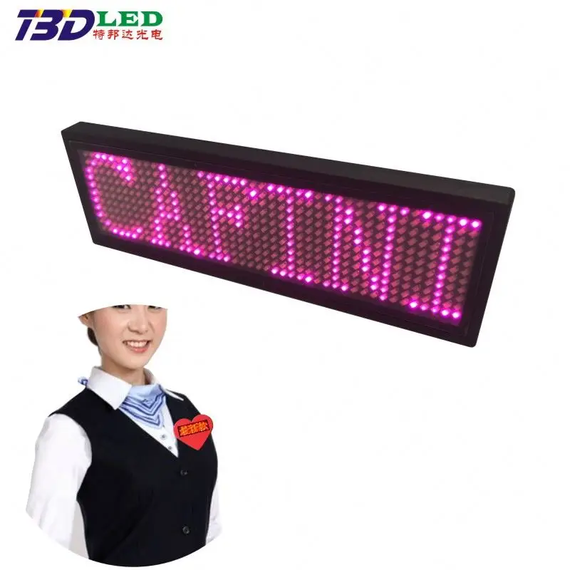 Hotel Digital Lighting Wearable Pin Name Board Programmable Led Name Badge Led Name Tag