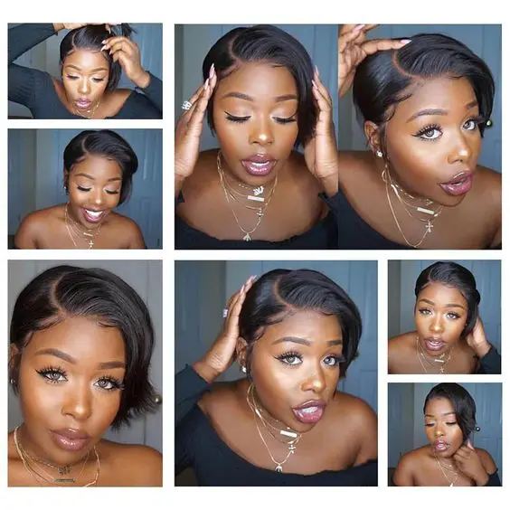 Humain Perruques-naturel Glueless Bob Wigs Lace Front Pixie Cut Hd Lace Wig Straight Lace Frontal Virgin Human Hair Wigs