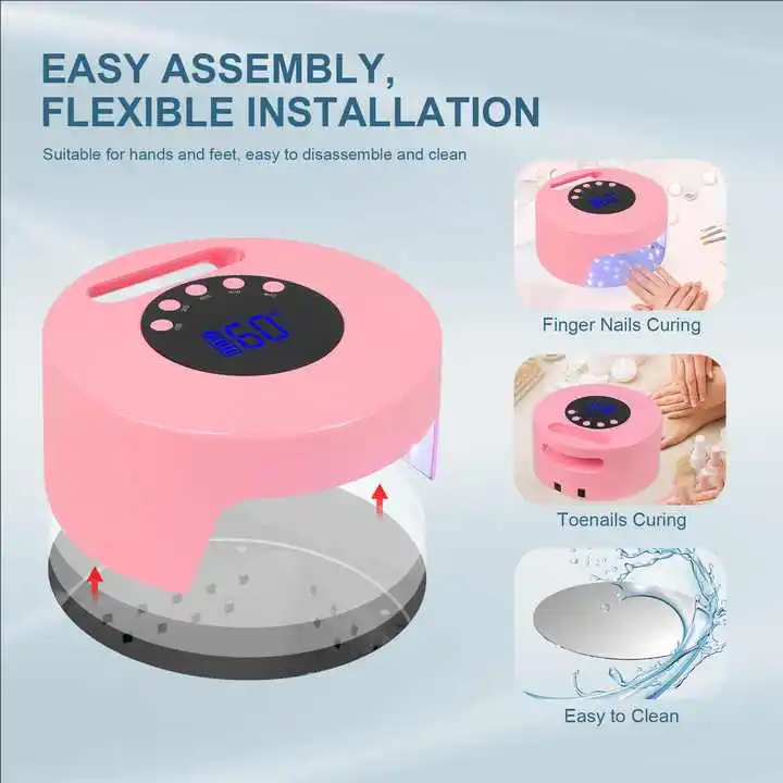 УФ Светодиодная лампа для ногтей 90 Вт перезаряжаемая Беспроводная сушилка гель лака 9600 мАч УФ-лампа с 4 таймерами и большим ЖК-дисплеем