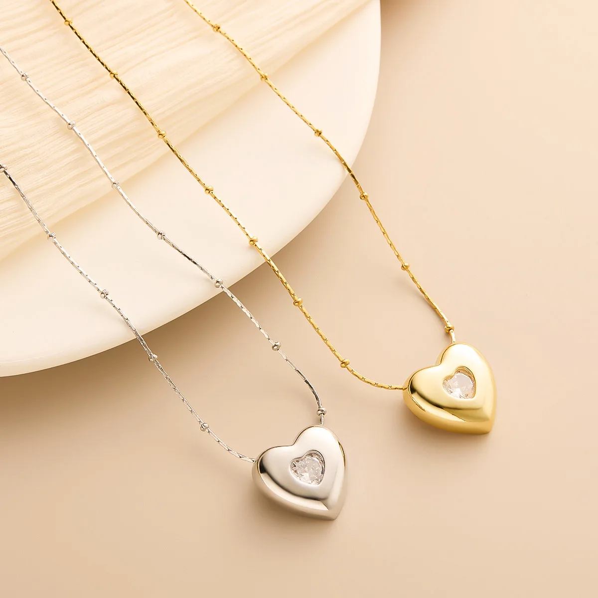 Top Selling Jewelry Titanium 18K Gold Clavicle Chain Jewelry Elegant Pink Stainless Steel Heart Necklace