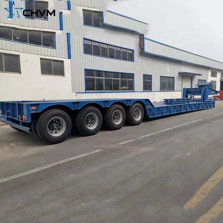 Новый четырехосный прицеп 100T 150T 200T Lowboy, съемный прицеп с низкой платформой