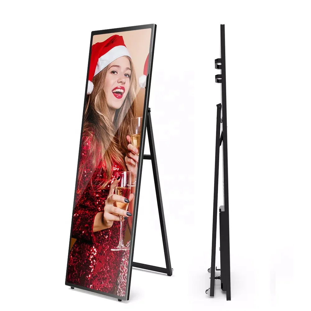 video image playing large 75 inch floor stand LCD poster display screen for indoor advertising