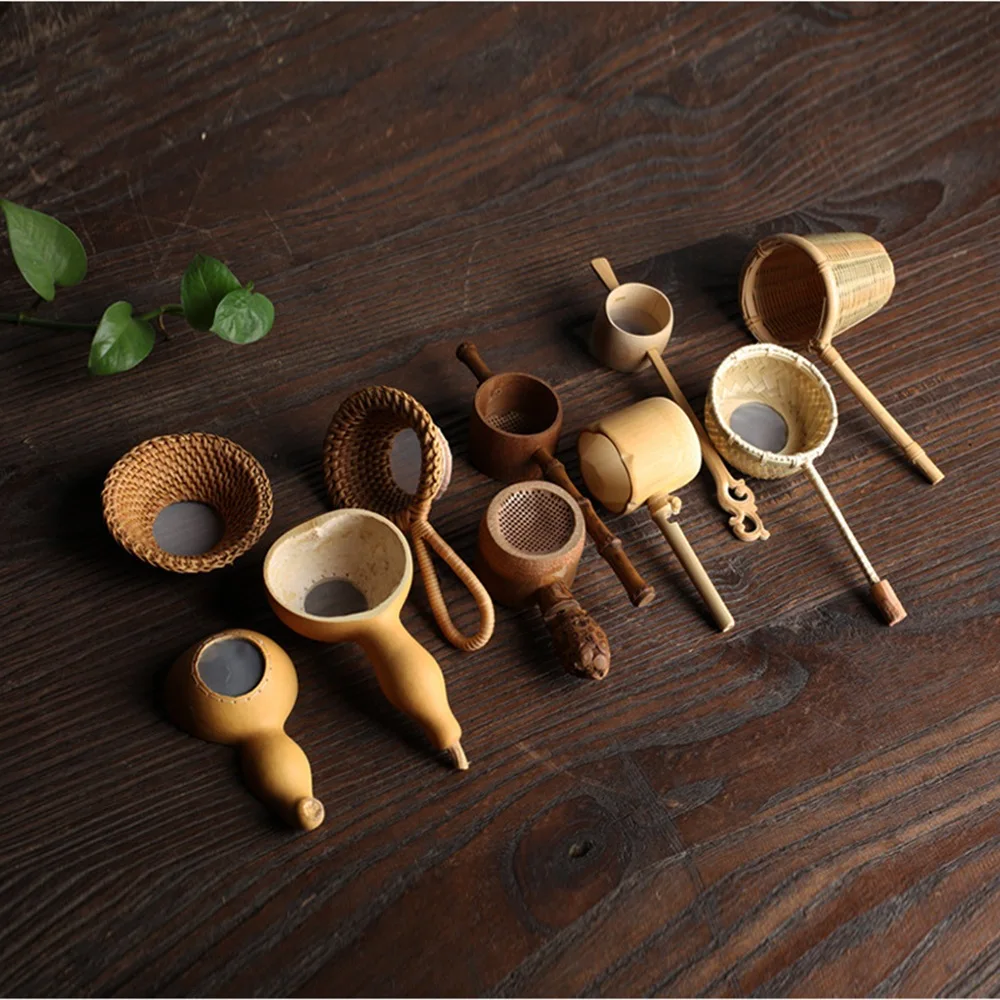 1PC Natural Bamboo Tea Strainer Infuser Filter Infusor Tea Tools Sieve For Tea Brewing Drinkware Accessories Colander Gadgets
