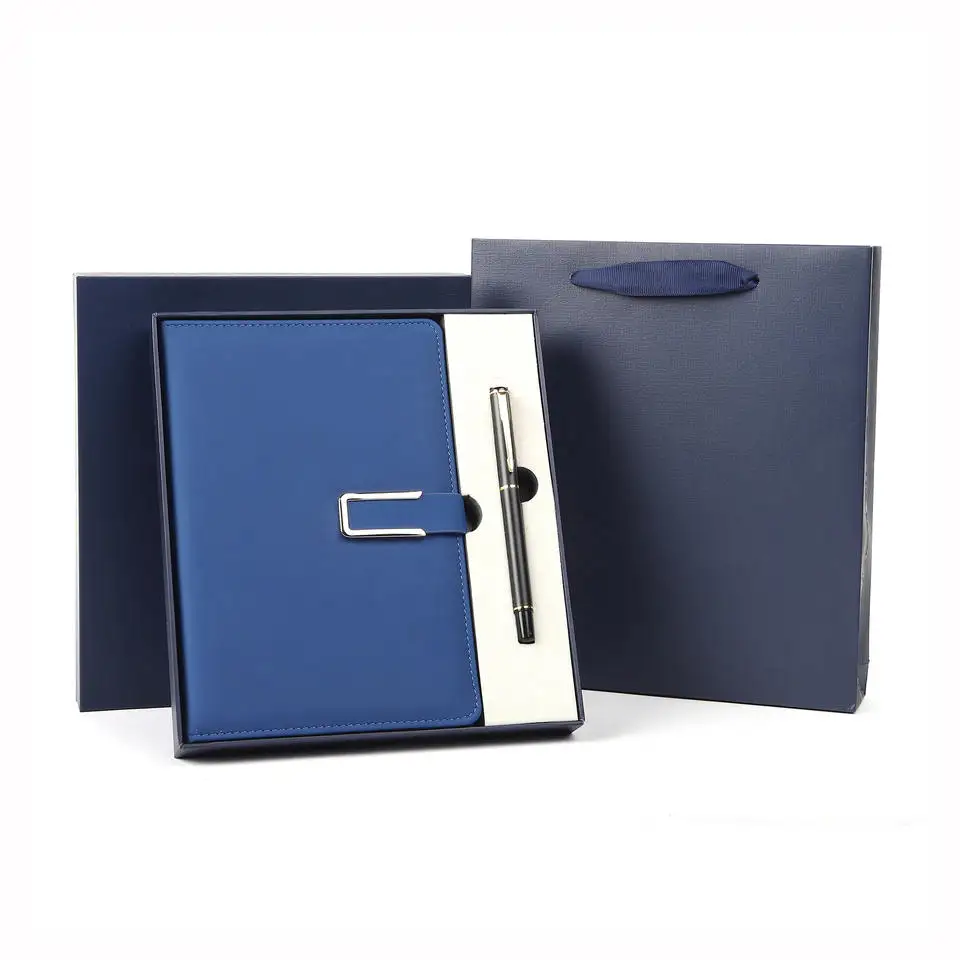 HYF 2023 Trend souvenir corporate gifts custom logo A5 notebook set diary with pen and stainless steel water bottle box set