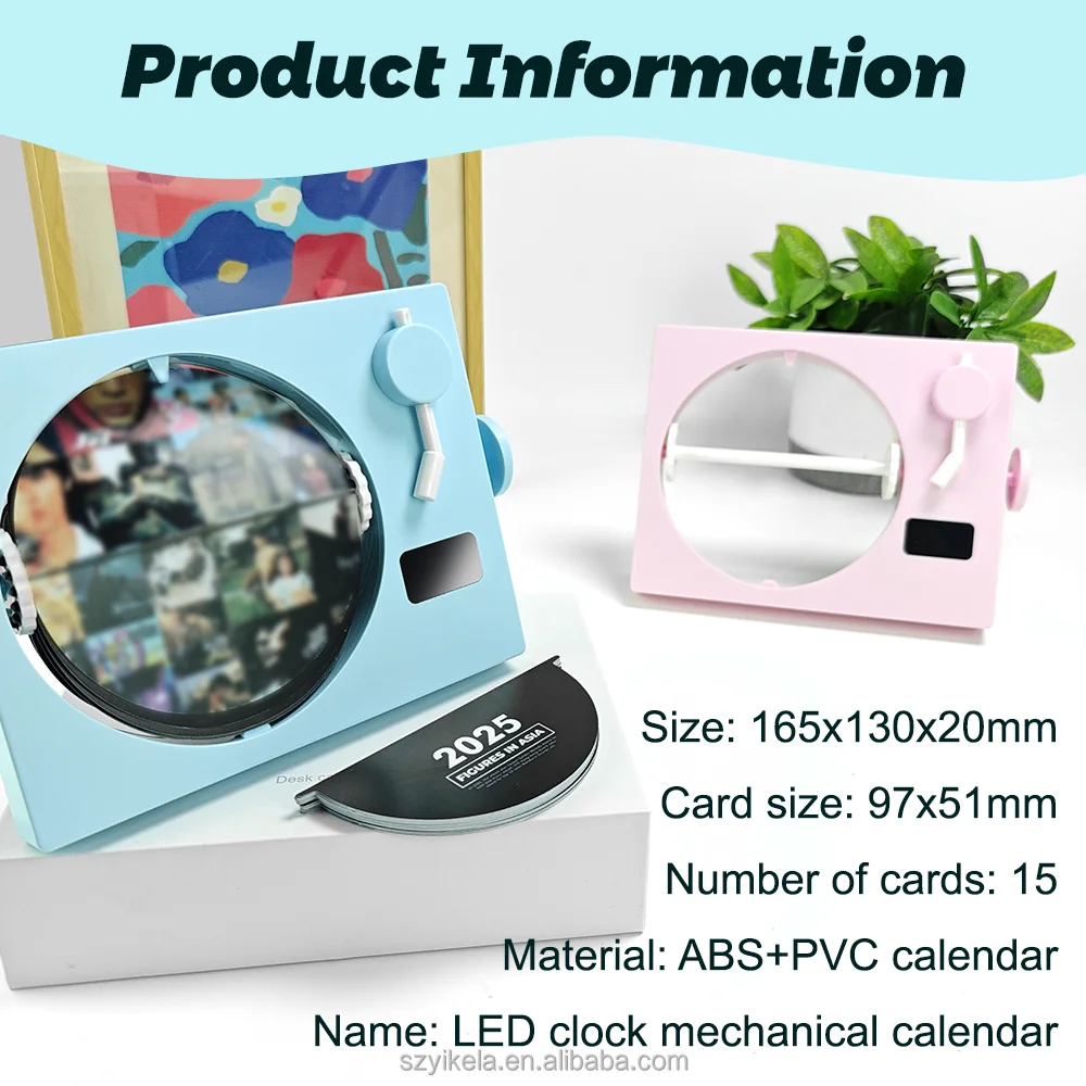 Hot sale 2025 desktop calendar 15 double-sided cards, mechanical rotating clock calendar supports all postcard customization