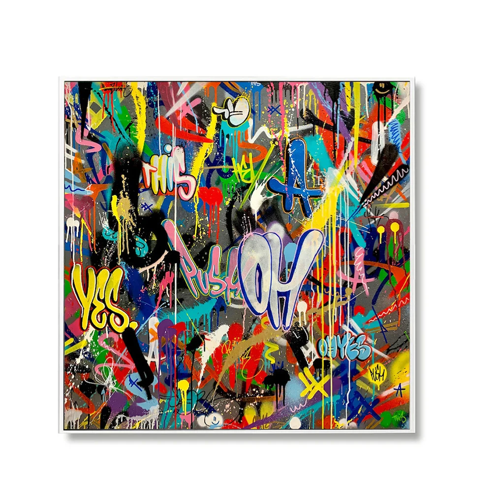 Pop Art Street Graffiti Poster 100% Handmade Modern Texture Canvas Oil Painting For Living Room Home Decor
