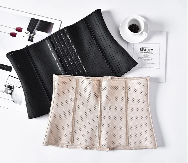 3 rows hook and eye  Fitness Corset Natural latex 9 Steel Bones Snatch Waist trainer belt for Women Workout and weight loss