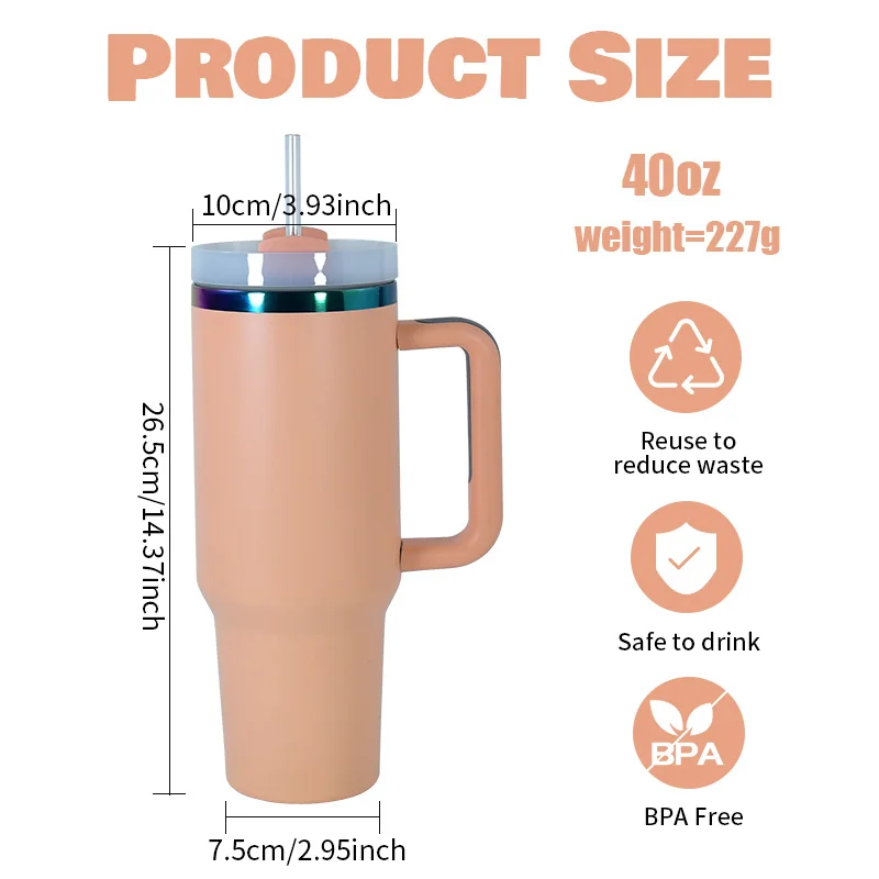 USA rainbow gold plated 40oz tumbler with handle holographi stainless steel laser engraving blanks travel mug wholesale bulk