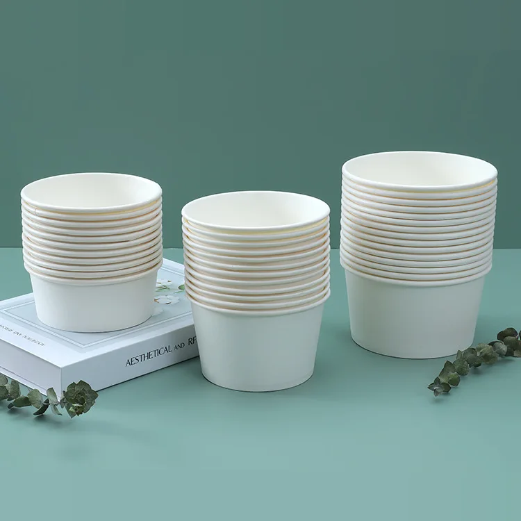 Biodegradable food grade leakproof salad bowl take away disposable paper bowls with lid