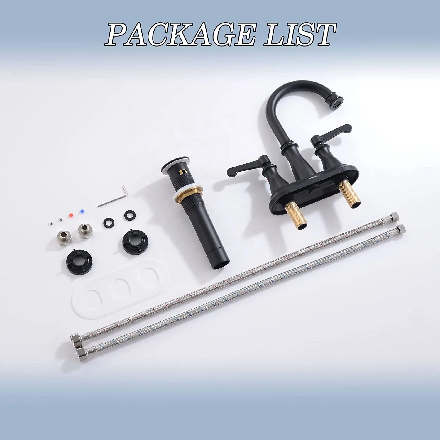 APS133-MB 3 Hole Classic Black Sink Double Bathroom Taps Washroom Basin Faucet With Two Handle