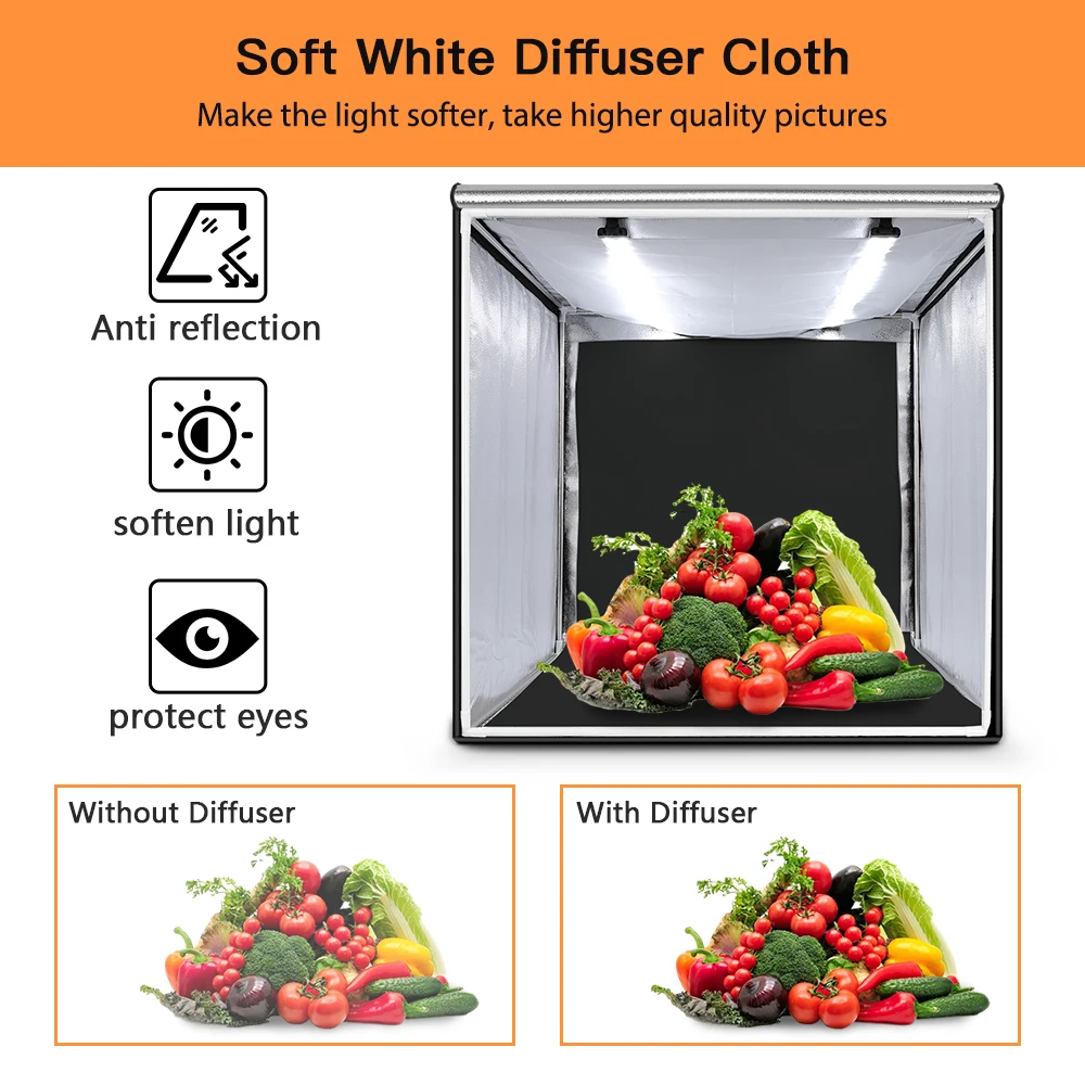 Travor 80*80cm 31.5inch Dimmable Photo Studio Lighting softbox lightbox Folding light Box Photography Backdrop Shooting Tent kit