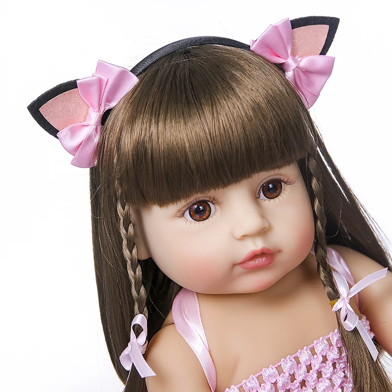 55Cm NPK Toddler Dolls Pink Princess Baby Toy Soft Full Silicone Body Reborn Doll