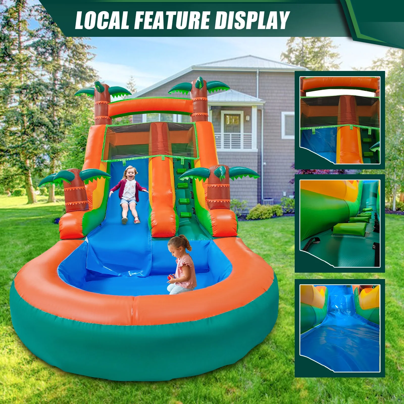 Commercial Bouncy Castle Water Slide Inflatable Tropical Fiesta Breeze Kids Adults Inflatable Water Slide with Pool