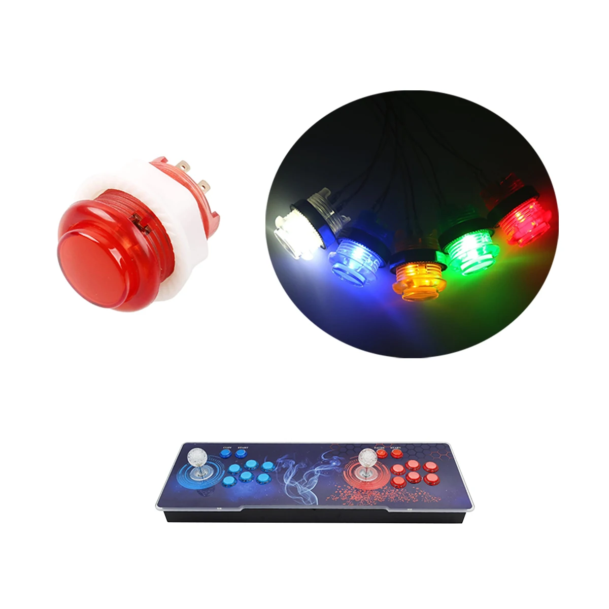 30mm Full Color LED Illuminated Push Button Built-in Switch 5V Buttons for Arcade Joystick Games Mame Jamma Raspberry Pi 2