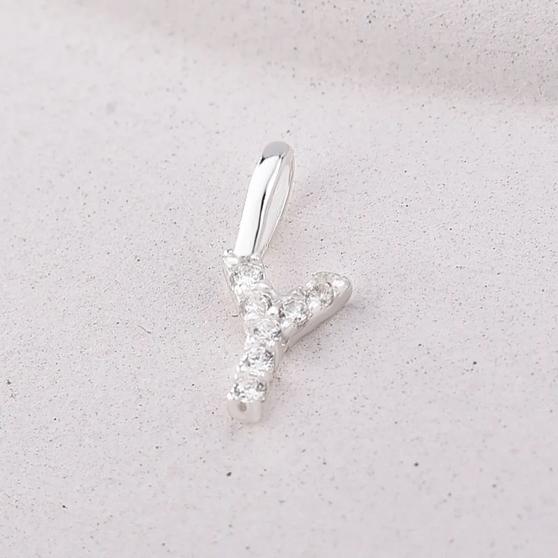 High Quality 6mm Sterling Silver Pendant Simple Hypoallergenic Crystal 26 Initials Charm For DIY Necklace Jewelry Accessories