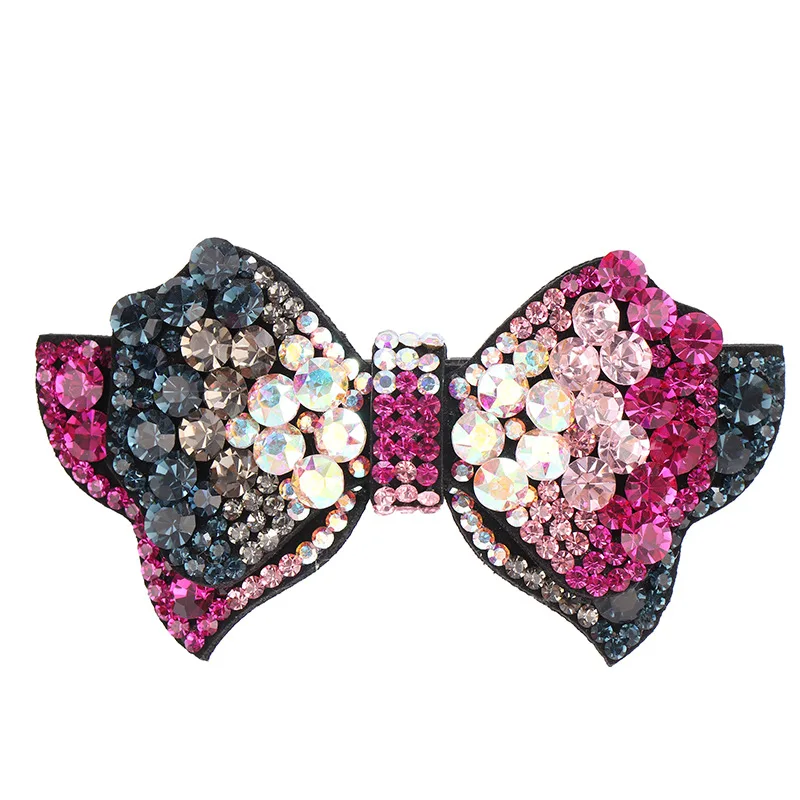 HX-218 Full Diamond Hair Clip Crystal Bow Tie Barrette Hairpin Handmade Hair Styling Headdress Accessories