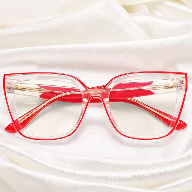 New Design Trendy Fashion Big Frame Ladies TR90 Glasses Frame Blue Light Optical Eyeglasses
