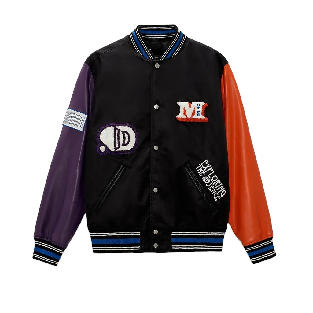 Luxury custom design chenille patch logo nylon fabric leatherman varsity jackets fashion men nasa bomber jacket