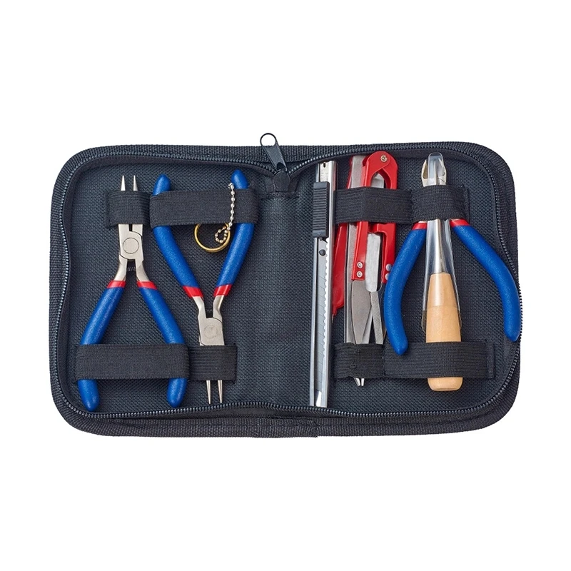 Electroplate 10PCS Jewelry Tool Kit DIY Tools Set for Jewelry Making Repair with Plies Scissor Beading Tweezers and