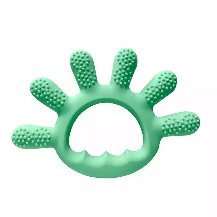 Easy Hold Hands Shape Silicone Baby Teethers Intelligence Cute Teething Toys Finger Pattern Soothing Teether for Infant Toy