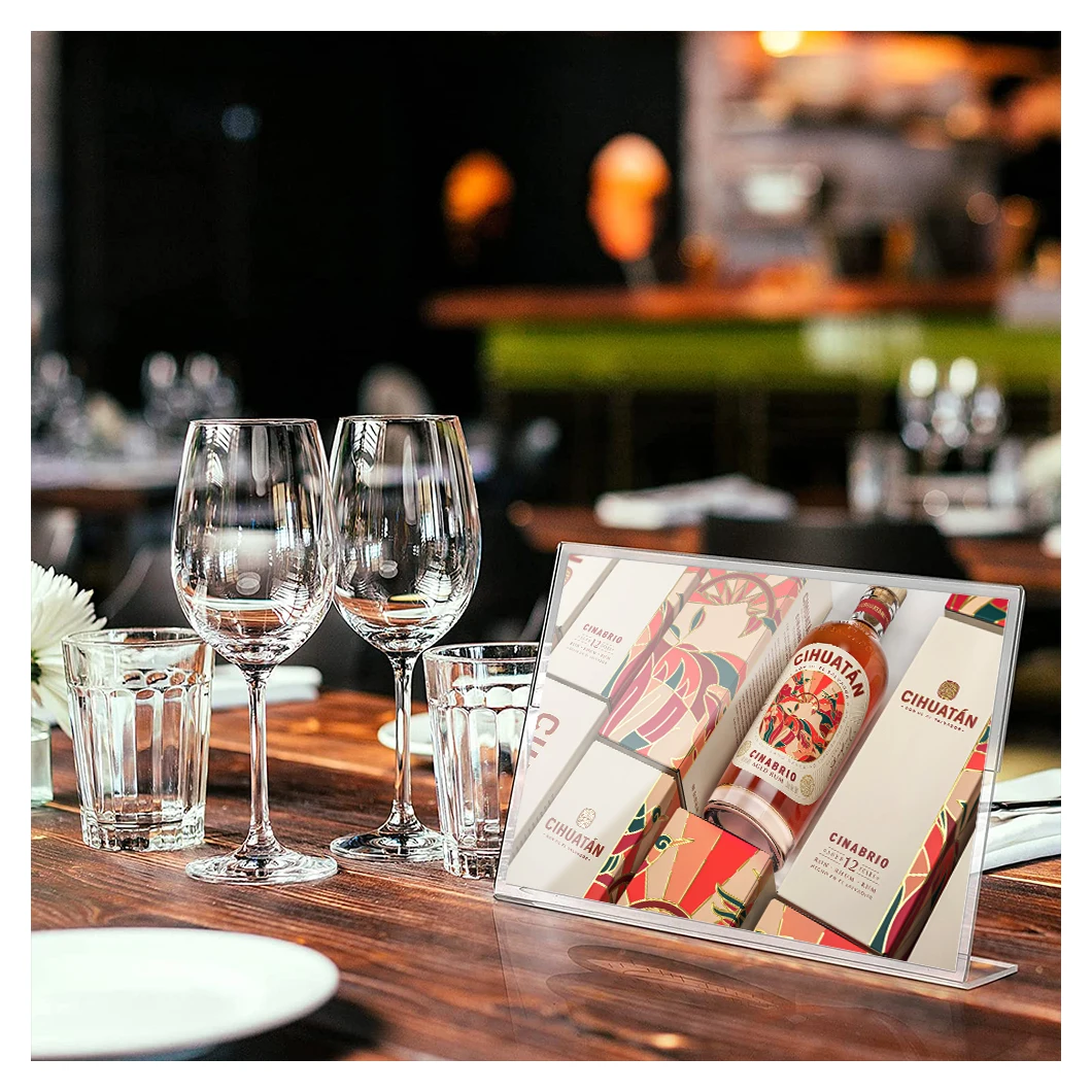 Wholesale L Shape Acrylic Display Stand Custom Name Card Holder Menu Display Stand